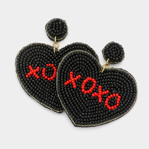 XOXO Beaded Heart Earrings