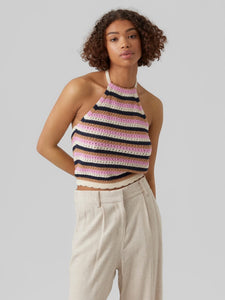 Stripe Knit Halter Top in Pink