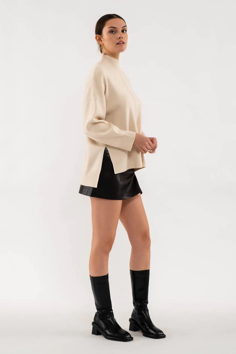 Mock Neck Seam Front Sweater in Cream - Milk - Ottawa – Milk Shop