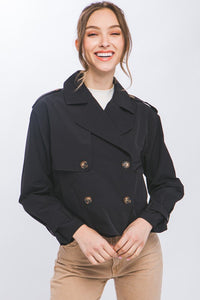 Cropped Trench Jacket in Black