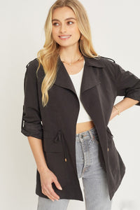 Lapel Collared Jacket in Black