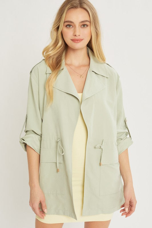 Lapel Collared Jacket in Moss