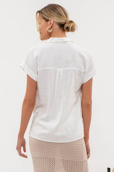 Collared Short Sleeve Shirt in White