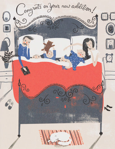 Family Bed Greeting Card