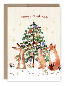 Bunnies & Fox Greeting Card