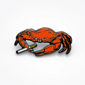 Smoking Crab Enamel Pin