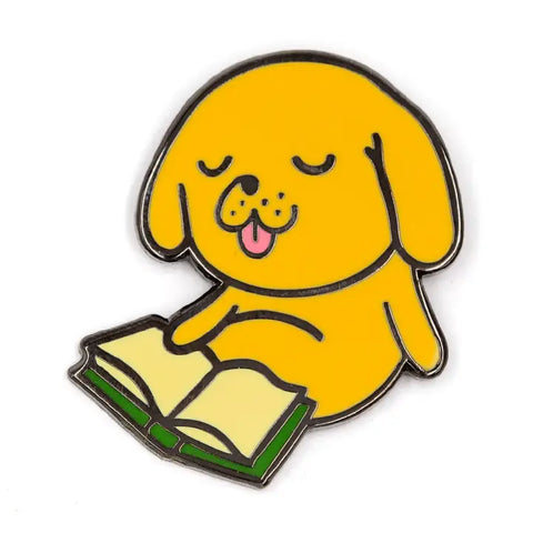 Reading Dog Enamel Pin