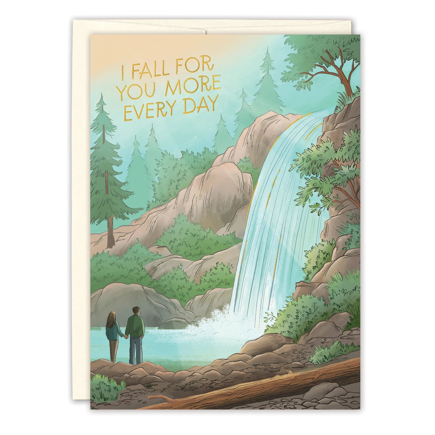 Waterfall Anniversary Greeting Card