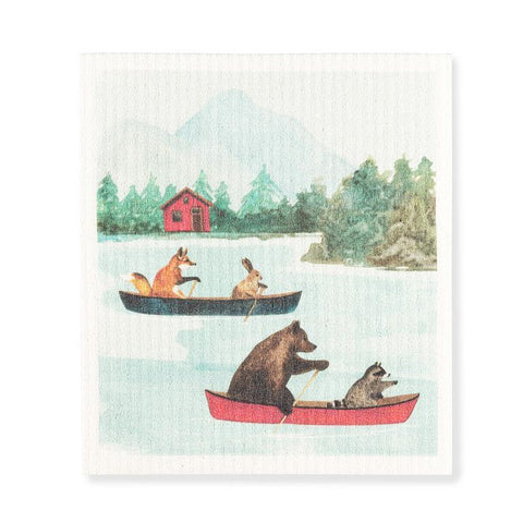 Animals in Canoe Dishcloth