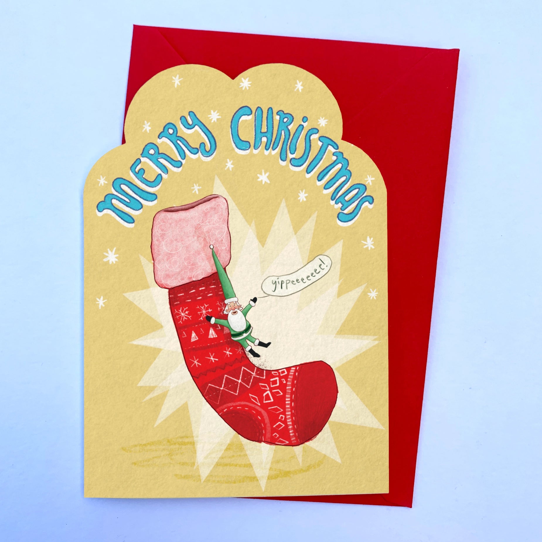 Sliding Tiny Santa Greeting Card