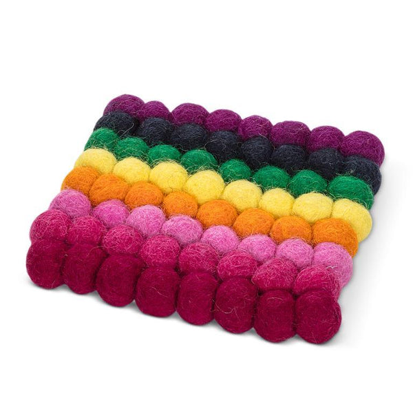 Rainbow Pompom Coaster