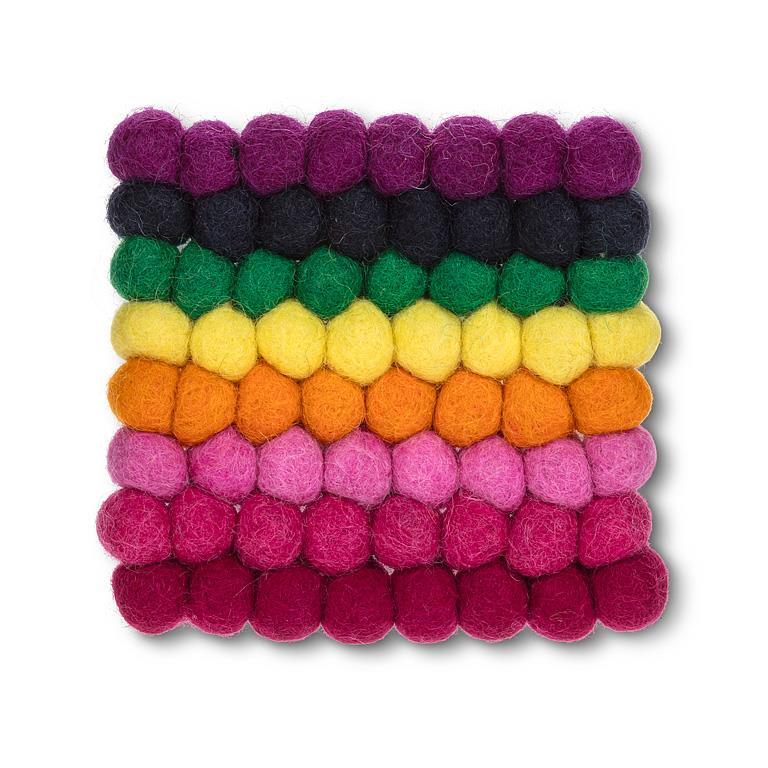 Rainbow Pompom Coaster