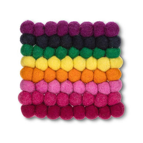 Rainbow Pompom Coaster