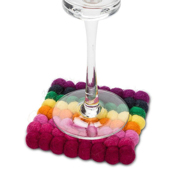 Rainbow Pompom Coaster