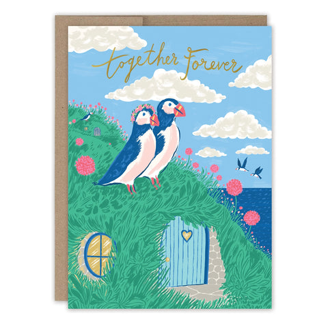 Seaside Puffins Greeting Card