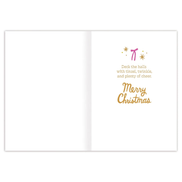 Santa Trimming Tree Greeting Card