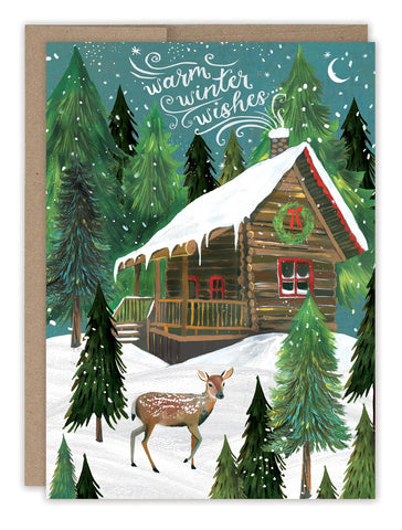 Winter Cabin Greeting Card