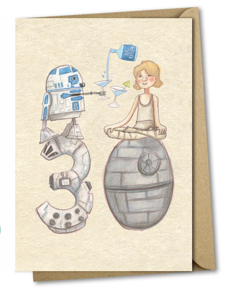 30th R2D2 and Luke Greeting Card