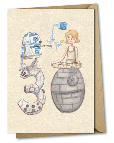 30th R2D2 and Luke Greeting Card