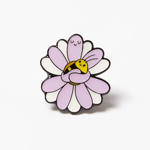 Flower Hugging Bee Enamel Pin