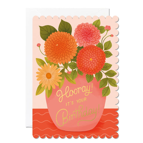 Hooray Birthday Vase Greeting Card