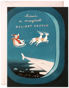 Plane Window Santa Greeting Card