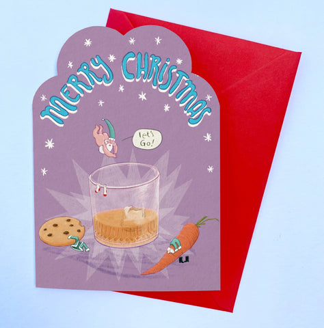 Diving Tiny Santa Greeting Card