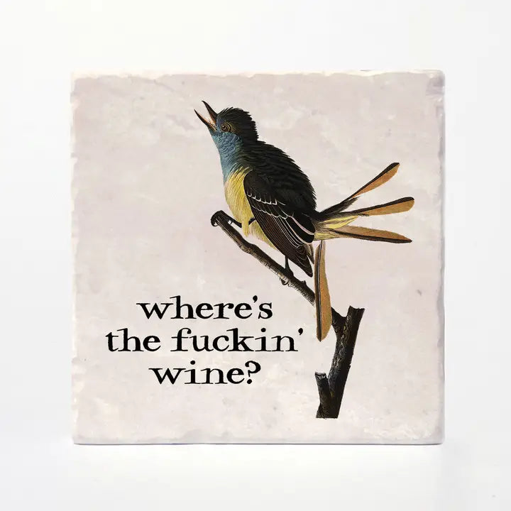 Where's the Wine Tile Coaster