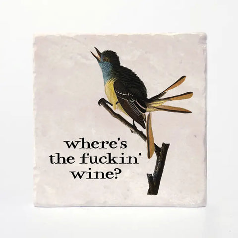 Where's the Wine Tile Coaster