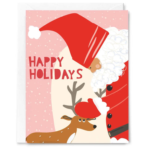 Santa And Reindeer Greeting Card