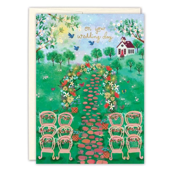 Garden Scene Wedding Greeting Card
