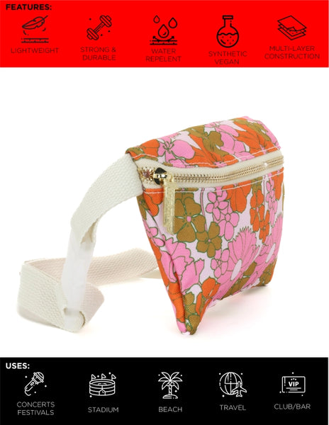 Slim Fanny Pack - Retro Floral Red