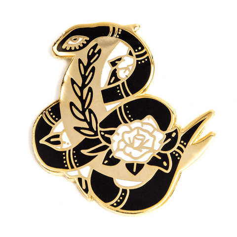 Floral Snake Enamel Pin