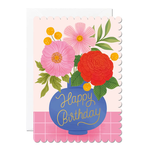 Happy Birthday Vase Greeting Card