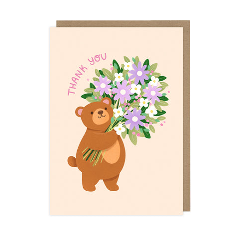 Bear Floral Thank You Greeting Card