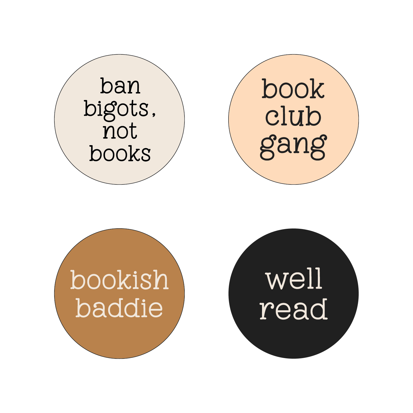 Book Worm Pinback Button Set