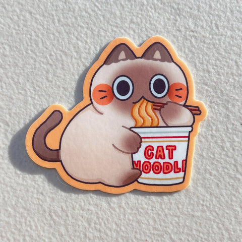 Noodle Cup Cat Sticker