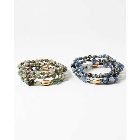 Crystal Beaded Stretch Bracelet Set