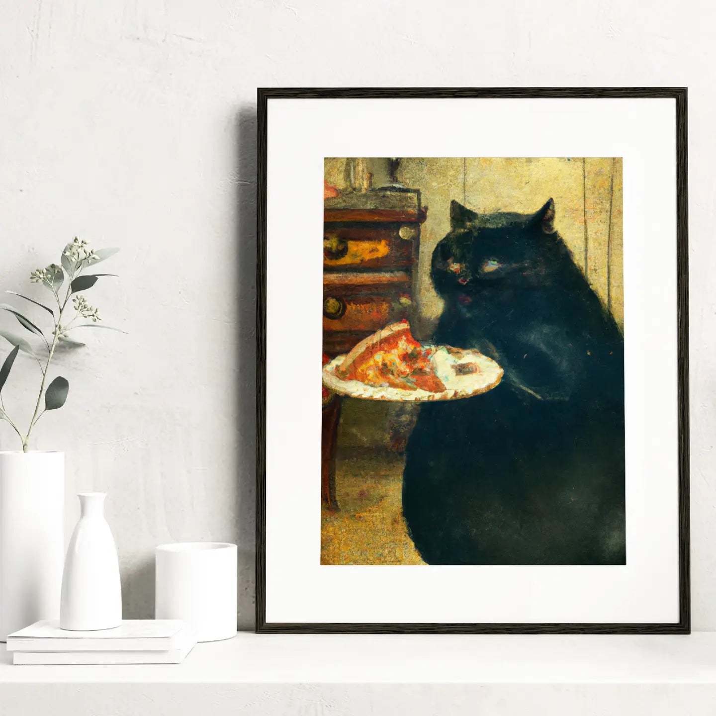 Cold Pizza Cat Art Print