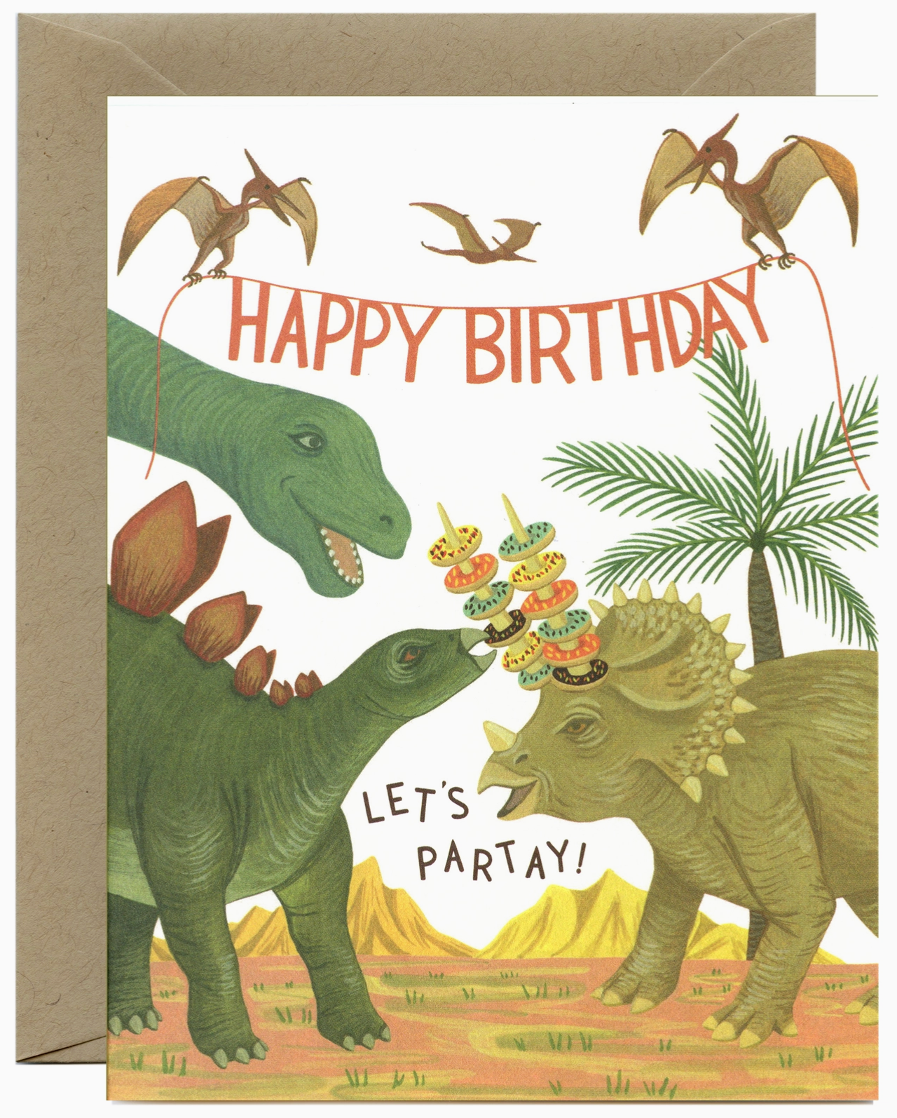 Dinosaur Donut Party Greeting Card