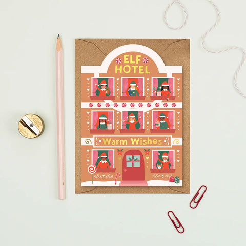 Elf Hotel Greeting Card