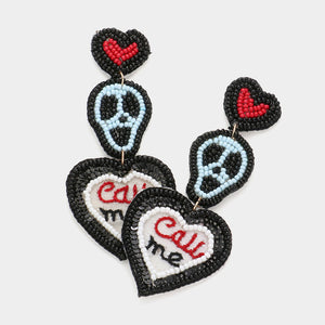 Heart Skull Call Me Earrings