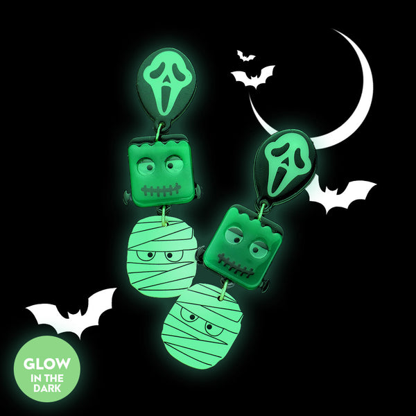 Glow In The Dark Halloween Character Earrings