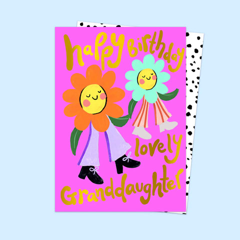 Flower Friends Granddaughter Birthday Greeting Card