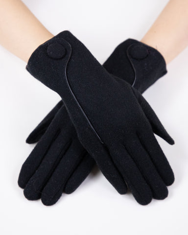 Seam & Button Detail Gloves Black