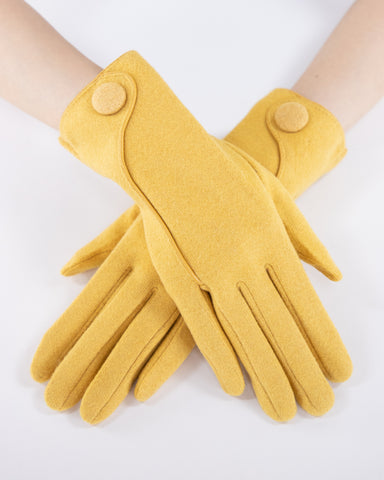 Seam & Button Detail Gloves Mustard