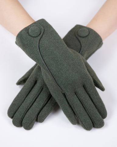 Seam & Button Detail Gloves Olive