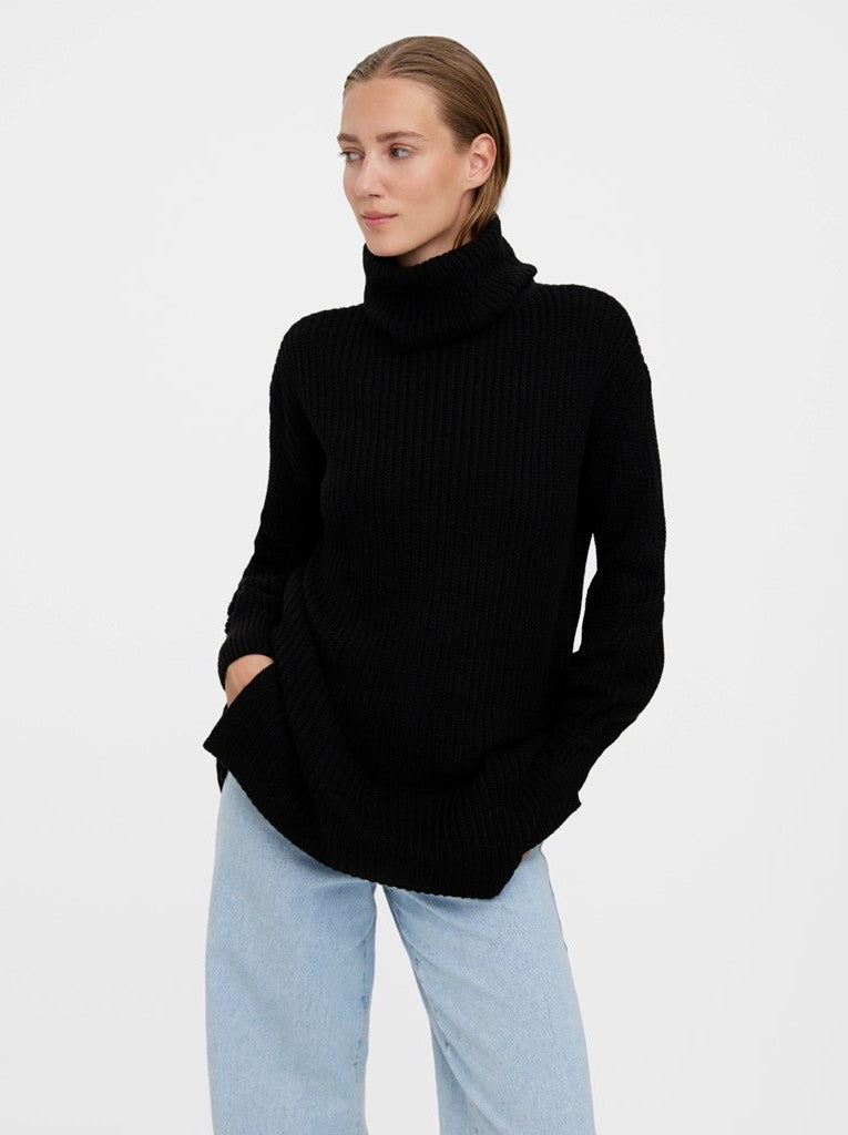 Oversized Roll Neck Sweater in Black