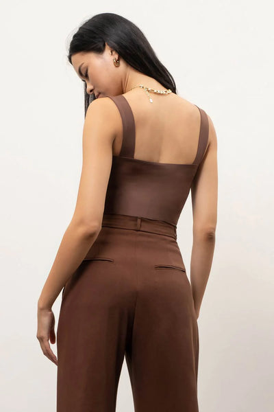 Square Neck Sleeveless Top in Coffee