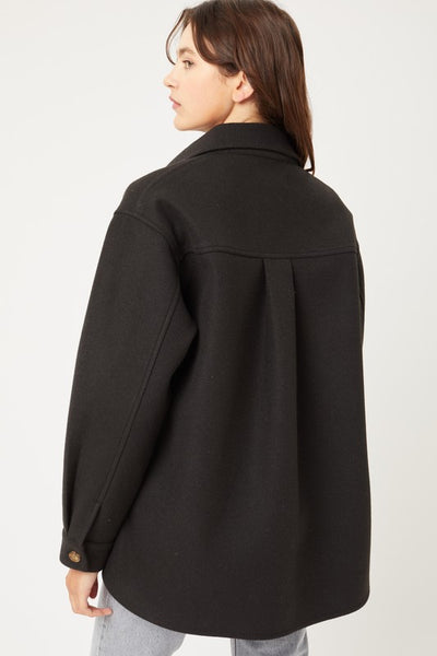 Felt Fleece Oversized Shacket in Black